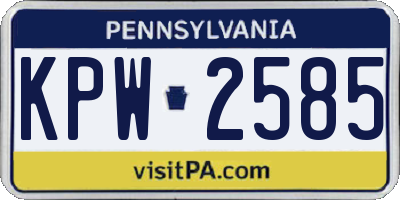 PA license plate KPW2585