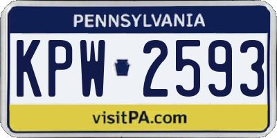 PA license plate KPW2593