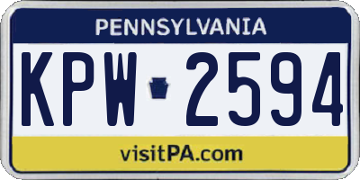 PA license plate KPW2594