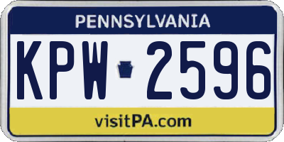 PA license plate KPW2596