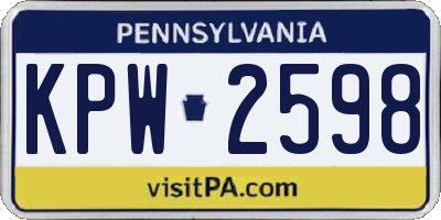 PA license plate KPW2598
