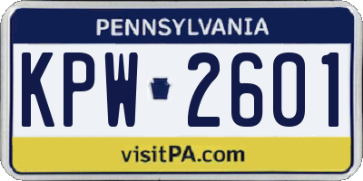PA license plate KPW2601
