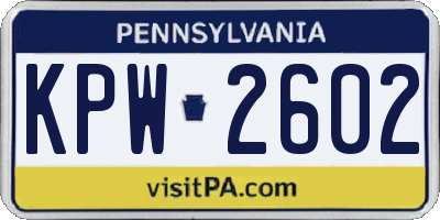 PA license plate KPW2602