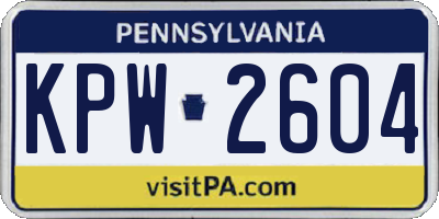 PA license plate KPW2604