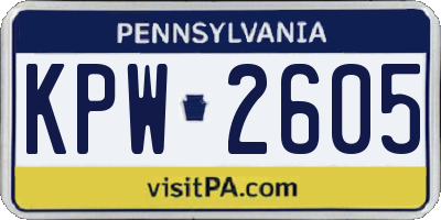 PA license plate KPW2605