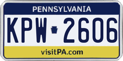 PA license plate KPW2606