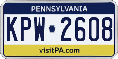 PA license plate KPW2608