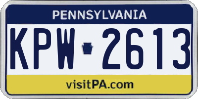 PA license plate KPW2613