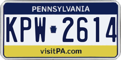 PA license plate KPW2614