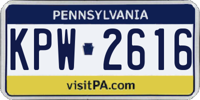 PA license plate KPW2616