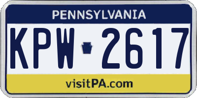 PA license plate KPW2617