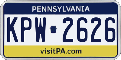 PA license plate KPW2626