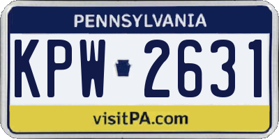 PA license plate KPW2631