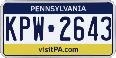 PA license plate KPW2643
