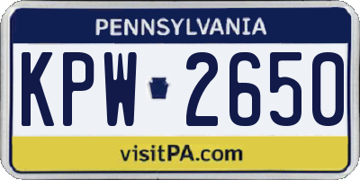 PA license plate KPW2650