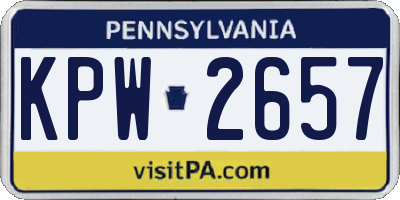 PA license plate KPW2657