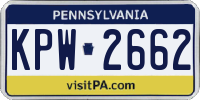 PA license plate KPW2662