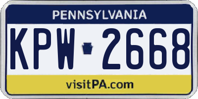PA license plate KPW2668