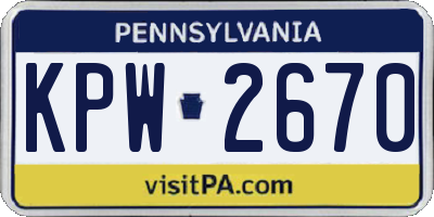 PA license plate KPW2670