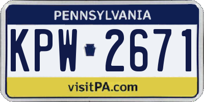 PA license plate KPW2671