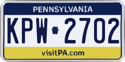 PA license plate KPW2702