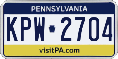 PA license plate KPW2704