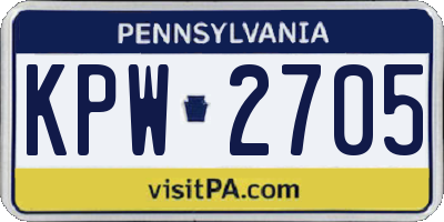 PA license plate KPW2705