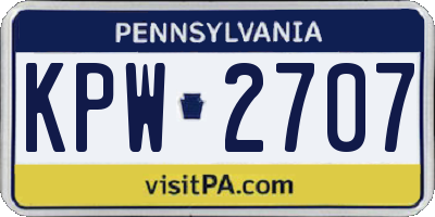 PA license plate KPW2707