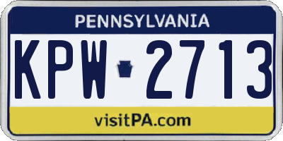 PA license plate KPW2713