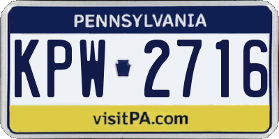 PA license plate KPW2716
