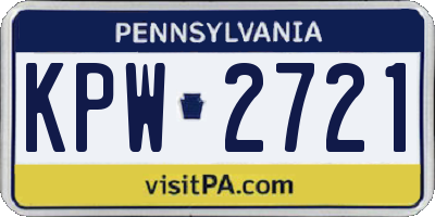 PA license plate KPW2721