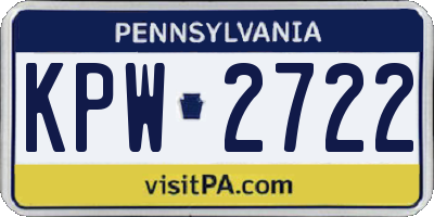 PA license plate KPW2722