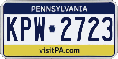 PA license plate KPW2723