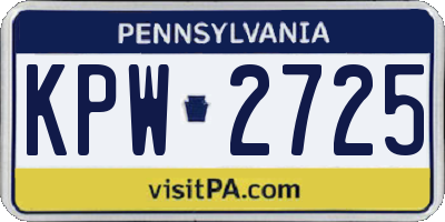 PA license plate KPW2725
