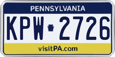 PA license plate KPW2726