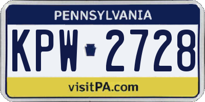 PA license plate KPW2728