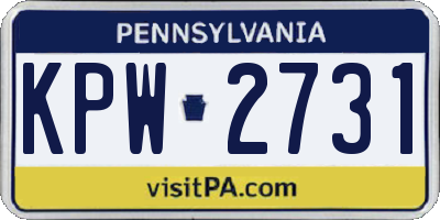 PA license plate KPW2731