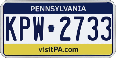 PA license plate KPW2733
