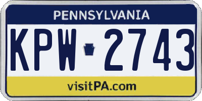PA license plate KPW2743
