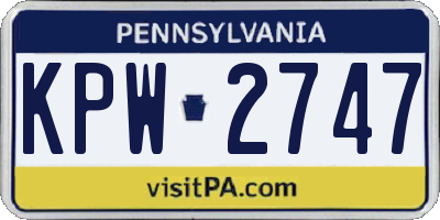 PA license plate KPW2747