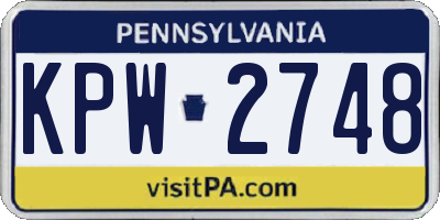 PA license plate KPW2748