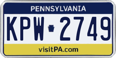 PA license plate KPW2749