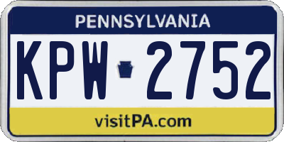 PA license plate KPW2752