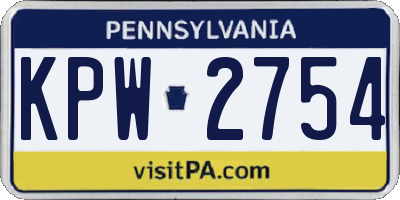 PA license plate KPW2754