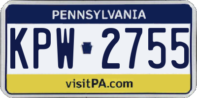 PA license plate KPW2755