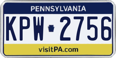 PA license plate KPW2756