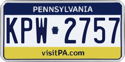 PA license plate KPW2757