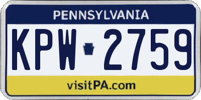 PA license plate KPW2759