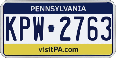 PA license plate KPW2763