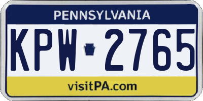 PA license plate KPW2765